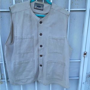 Natural Threads XL Vest 55% linen 45% cotton. Button up front